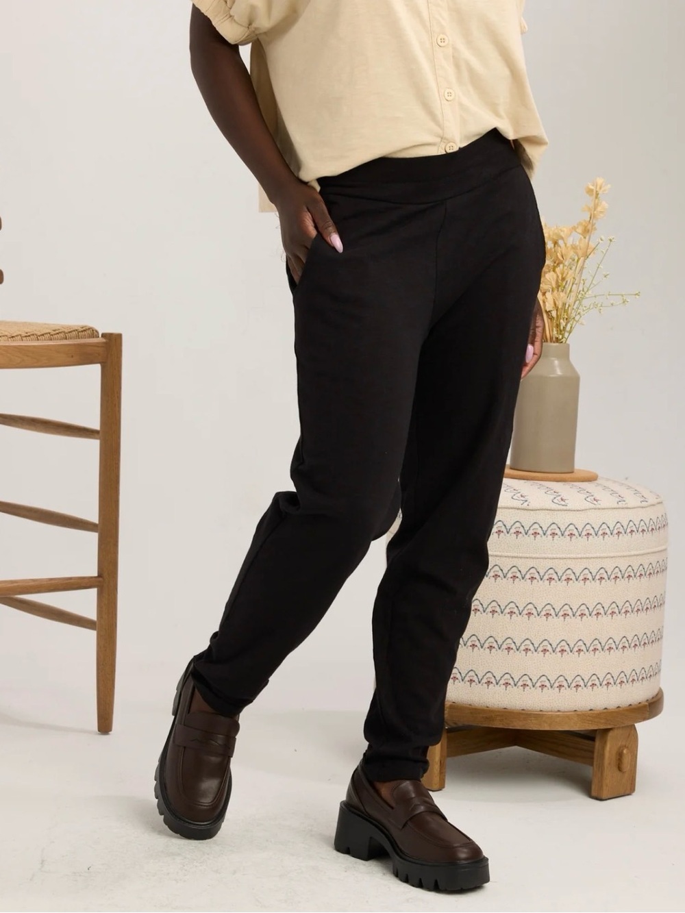 Known Supply Sequoia Black Organic Cotton Jogger Tapered Pants